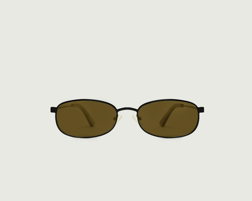 Charcoal Polarized::Billie Sunglasses Oval Black metal front diagonal