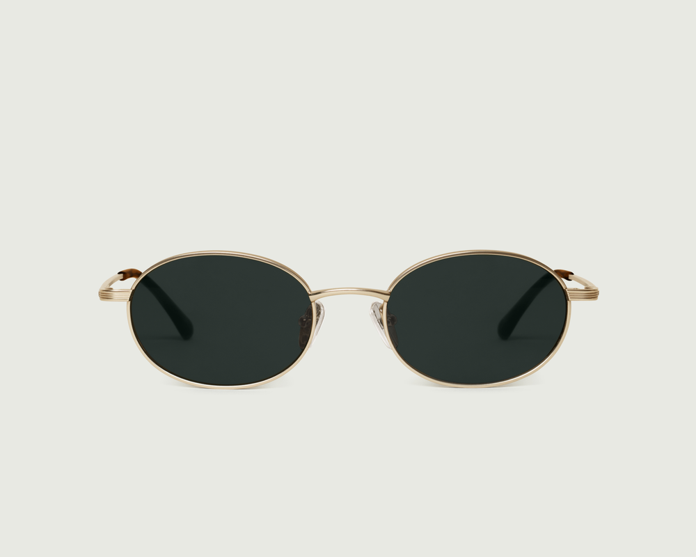 Honey Gold Polarized::Sloane Sunglasses Oval Green metal front