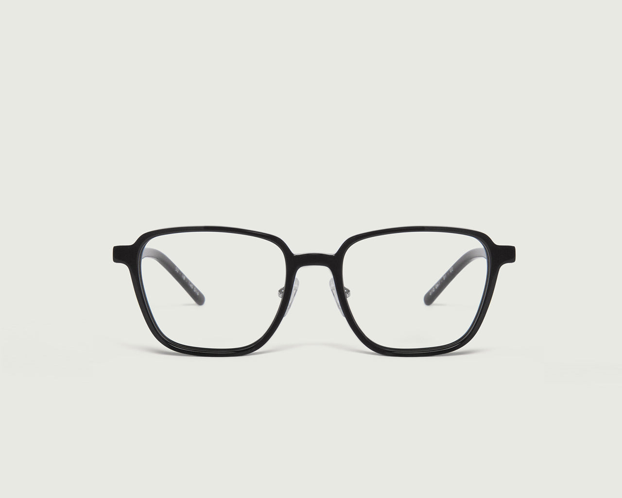 Charcoal::Jensen Eyeglasses square black plastic front