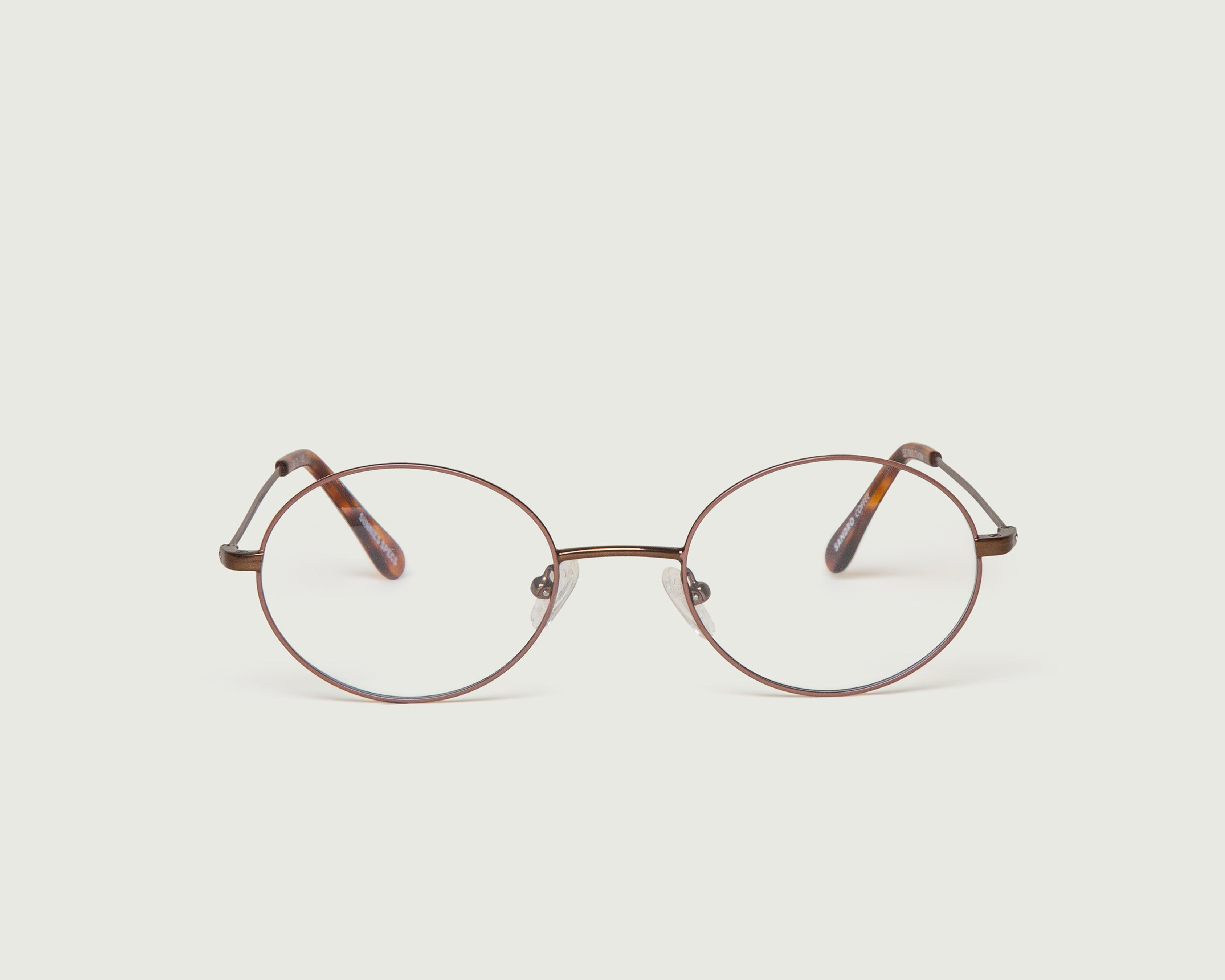 Coffee::Sandro Eyeglasses round brown metal front