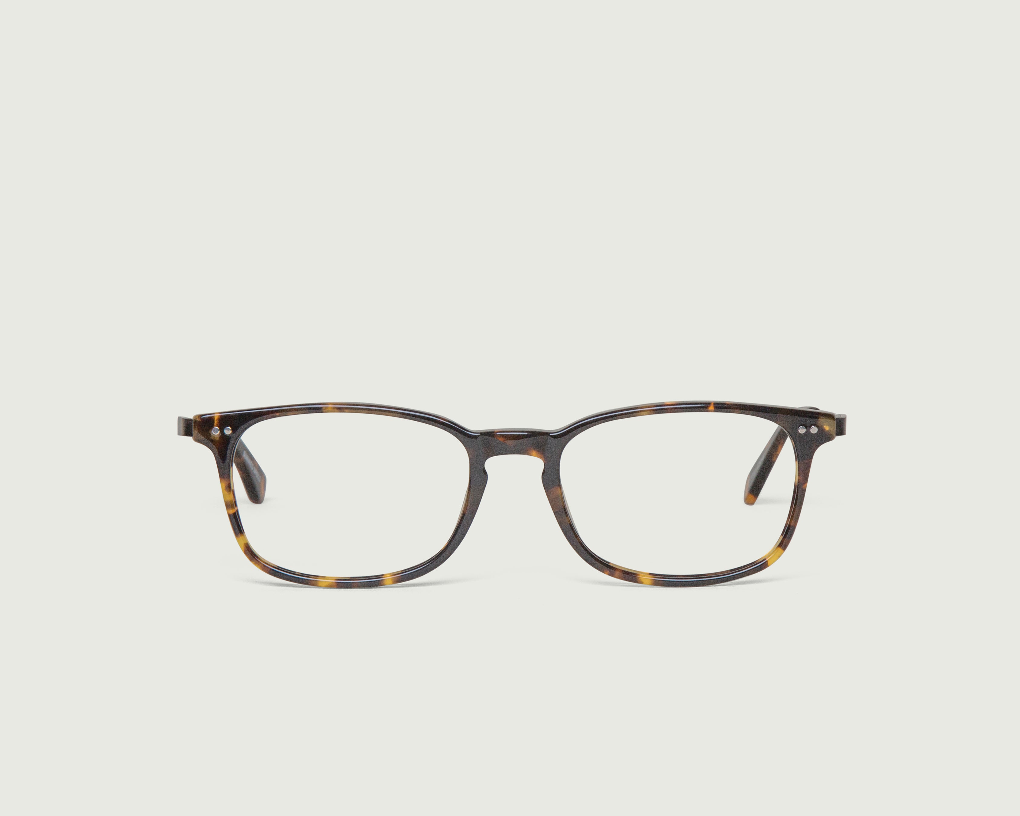 Dark Tort::August Eyeglasses rectangle tort acetate front