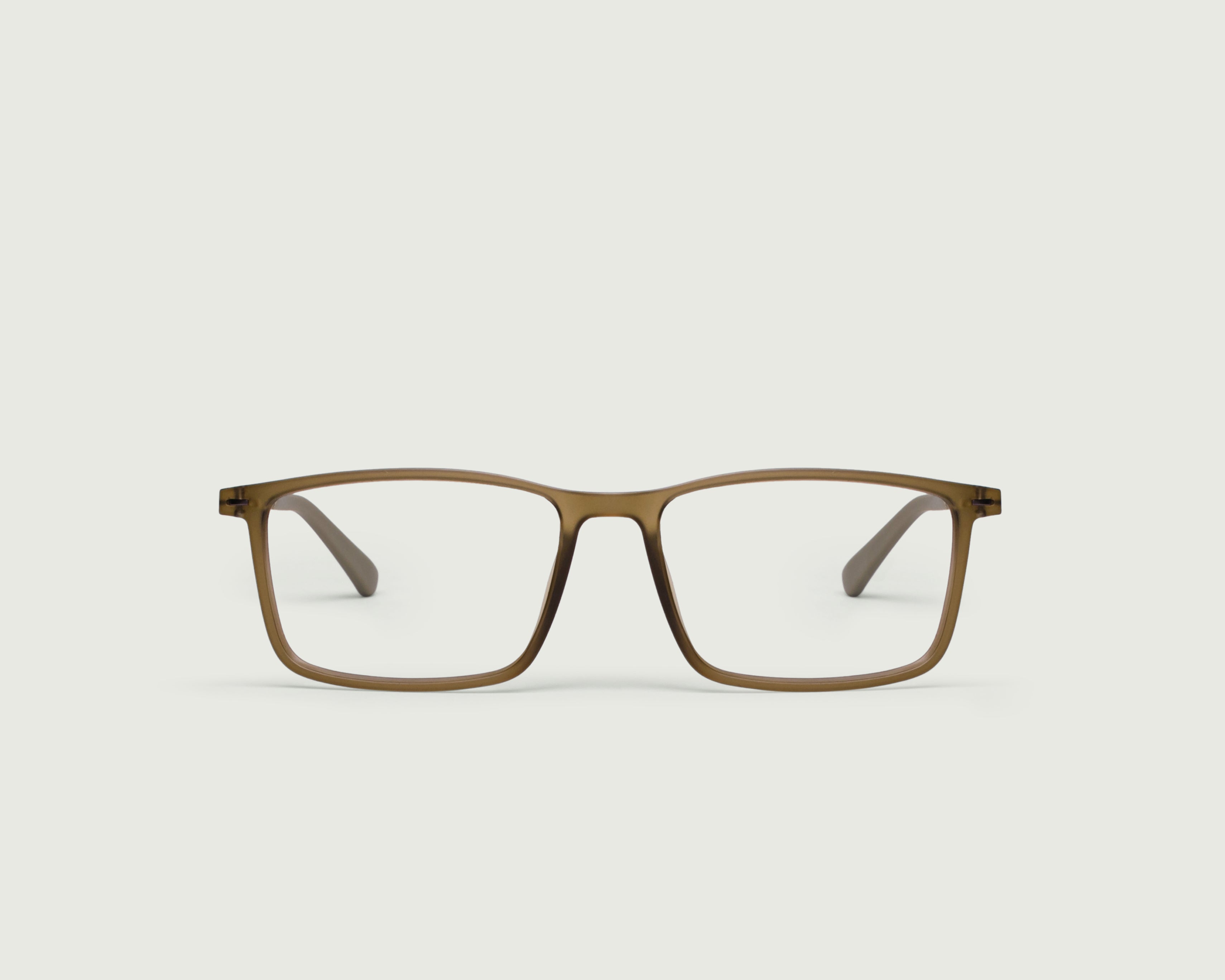 Olive::Echo Eyeglasses square green plastic front