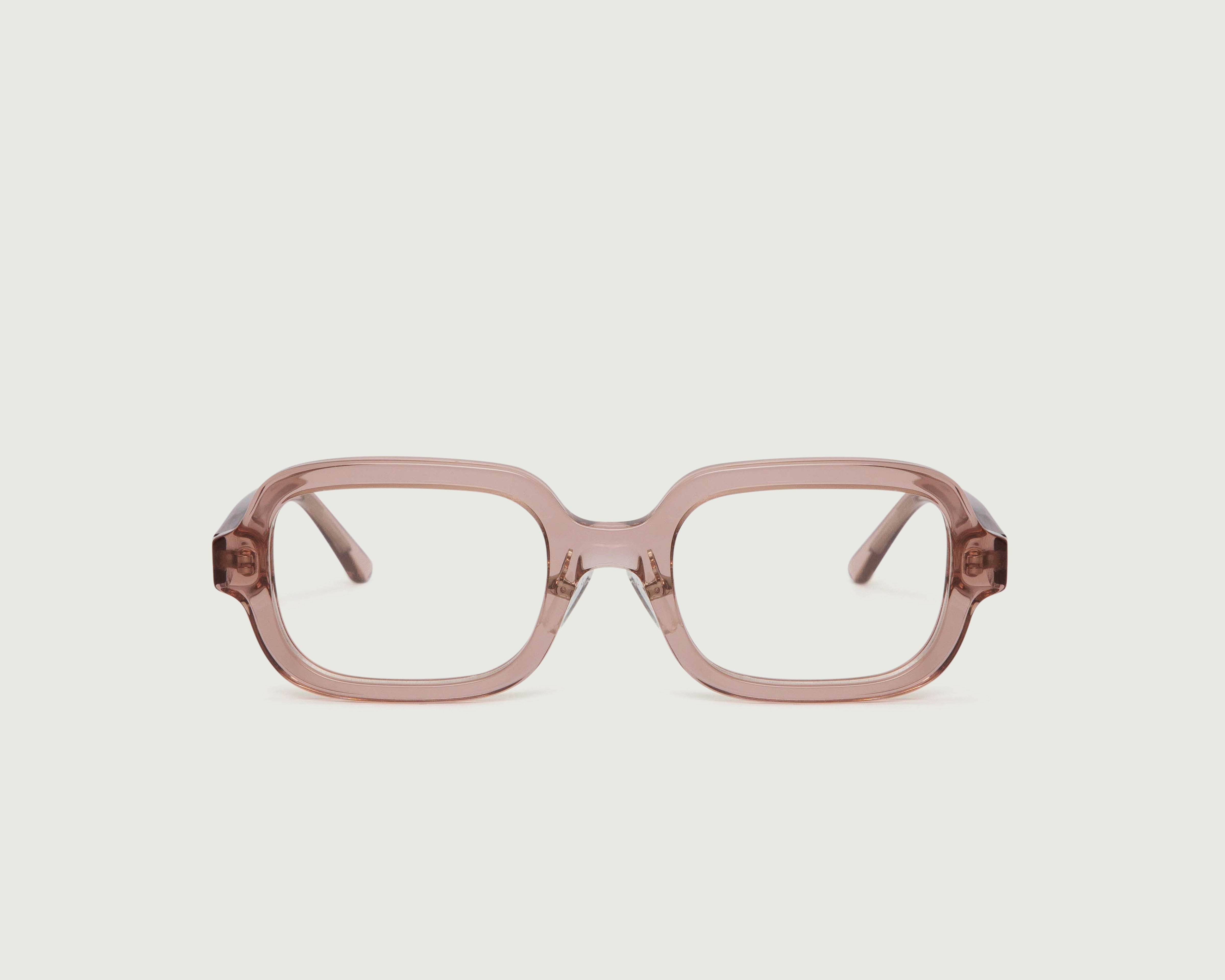 Rose Taupe::Ezra Eyeglasses square pink bioacetate front (6781232447542)