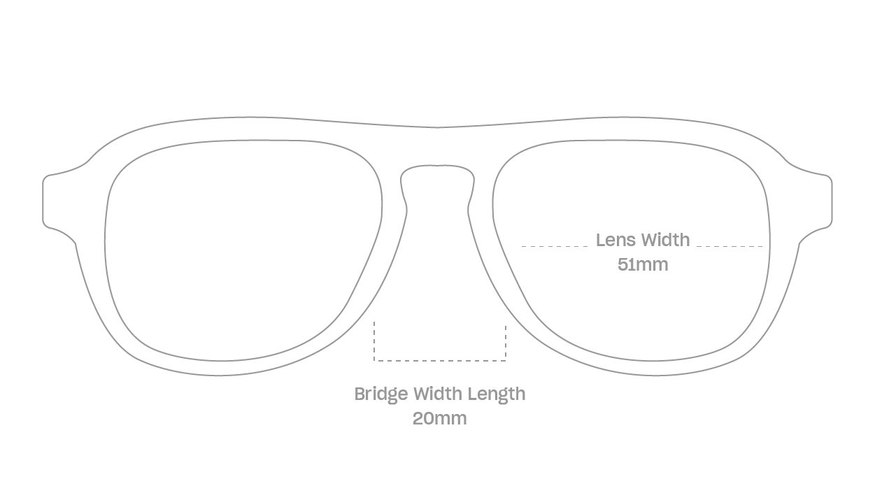 measurement::lens width Osten Anti-Radiation Glasses pilot  recycled polyester