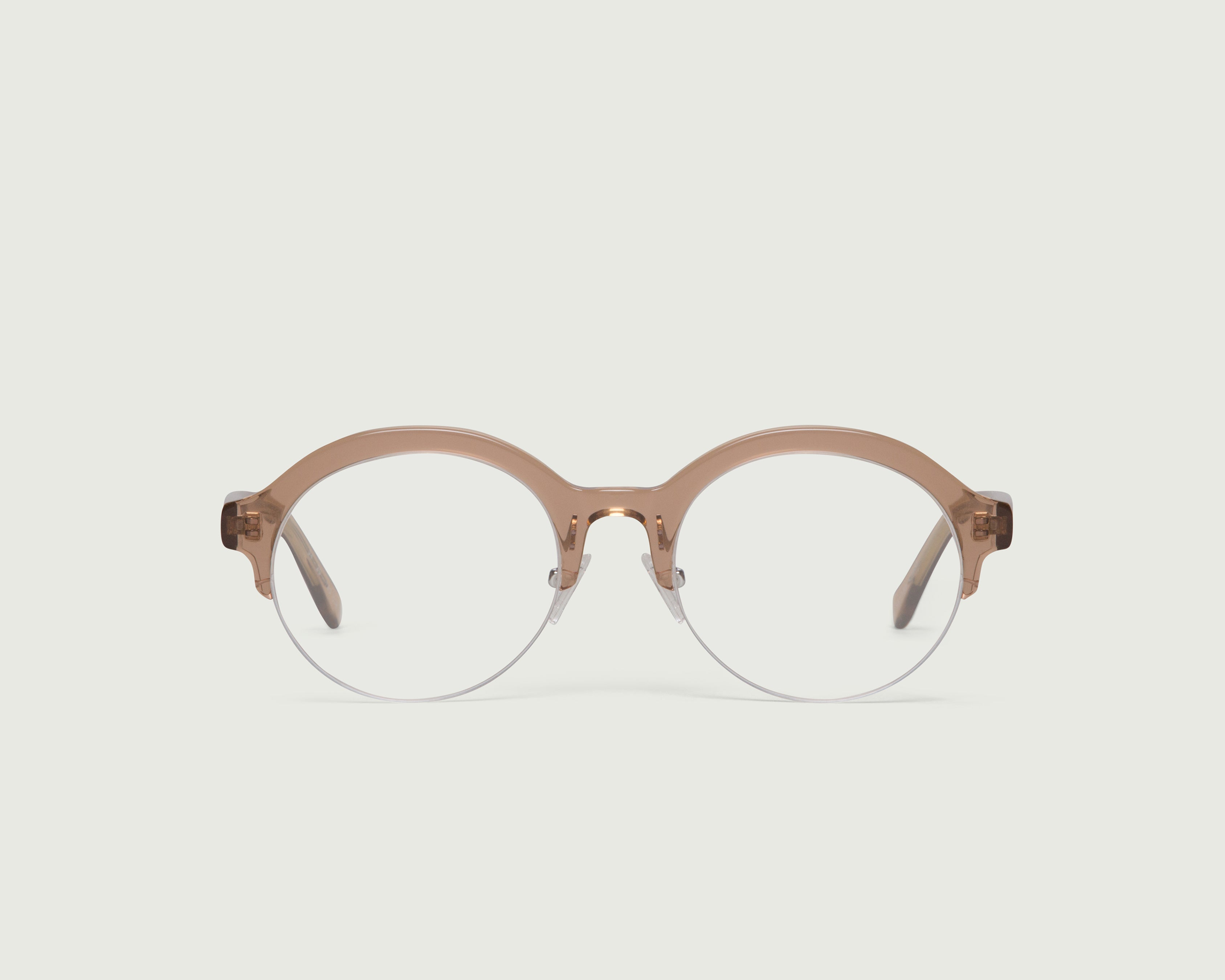 Khaki::Linus Eyeglasses round brown acetate front (4687756984374)