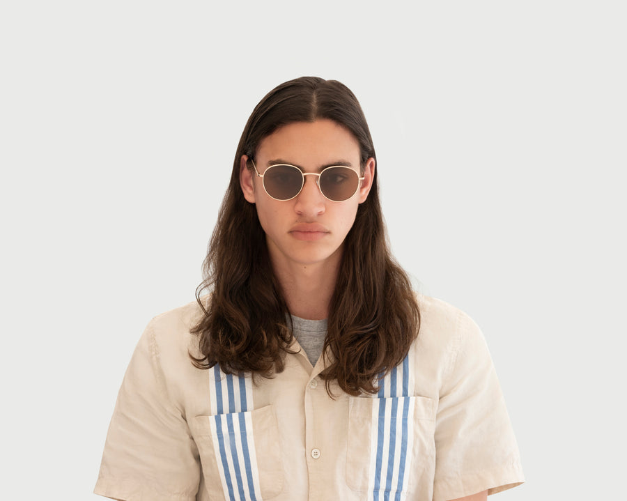 men Jett Sunglasses round brown metal