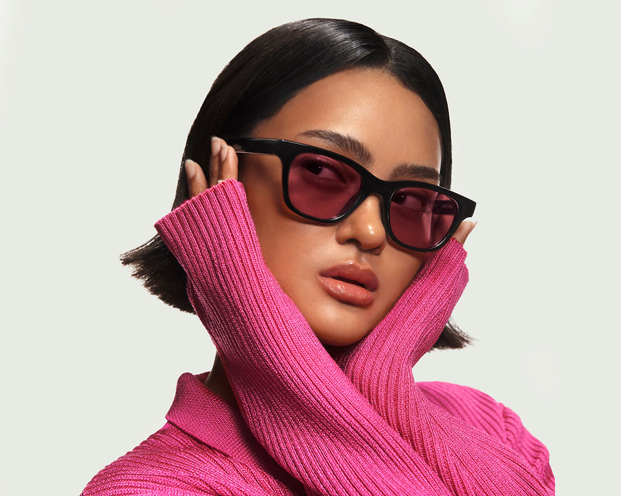 women Theo Sunglasses square pink recycled polyester