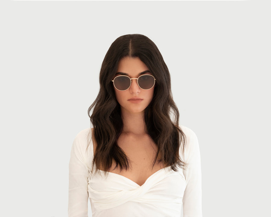 women Jett Sunglasses round brown metal