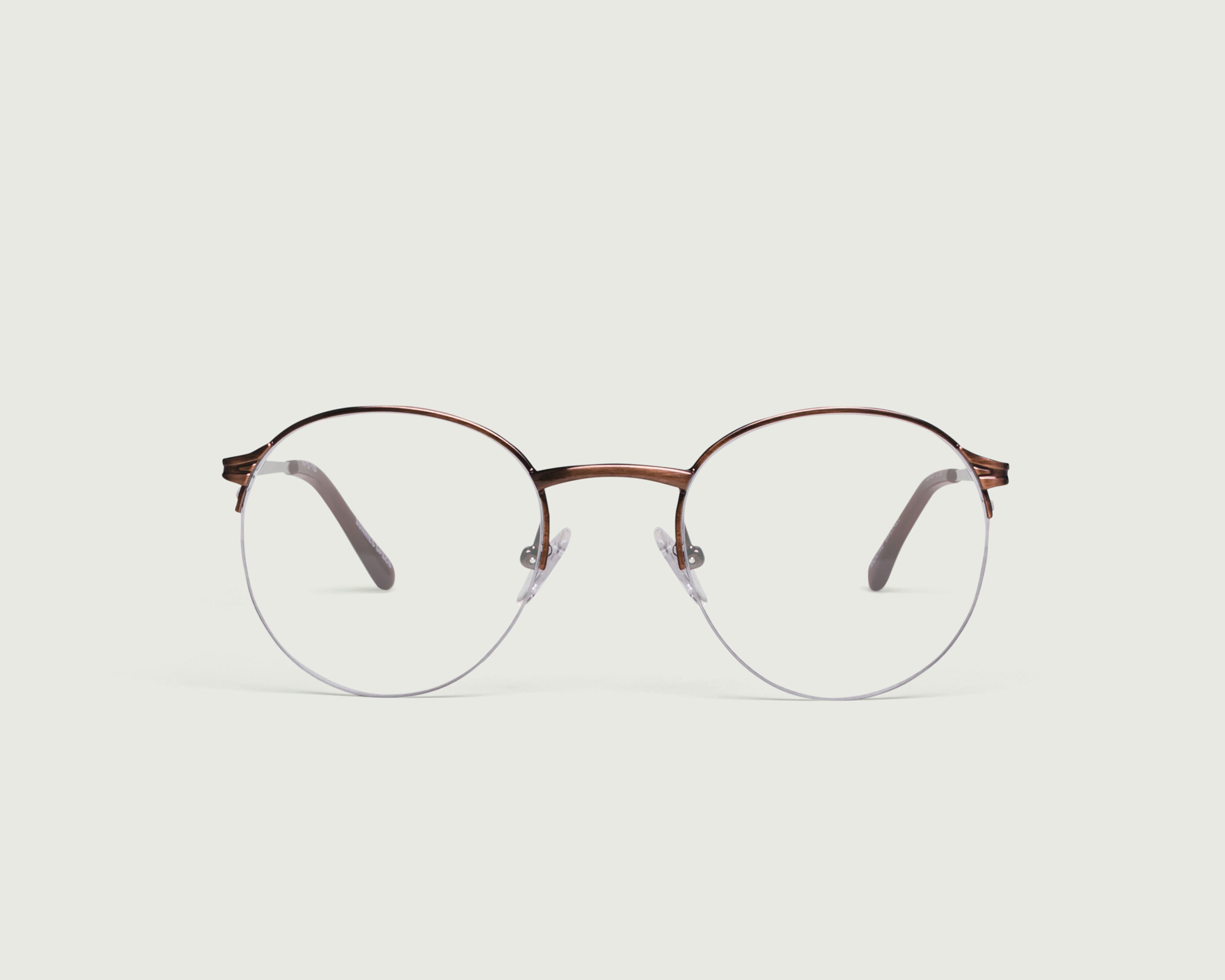 Coffee::Roche Eyeglasses round brown metal front (4687758295094)