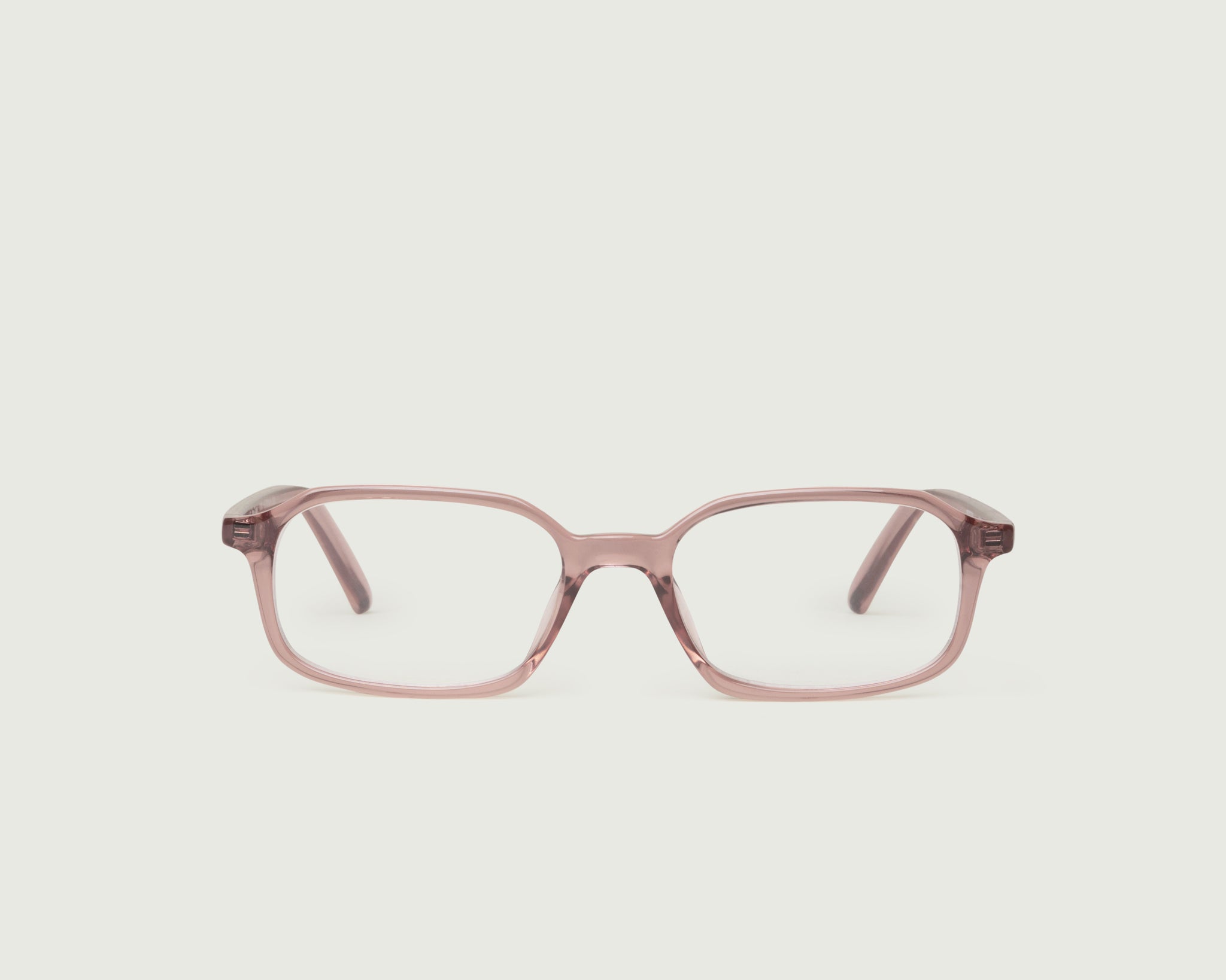 Rose Taupe::Rectangle 2 Eyeglasses rectangle pink recycled polyester front