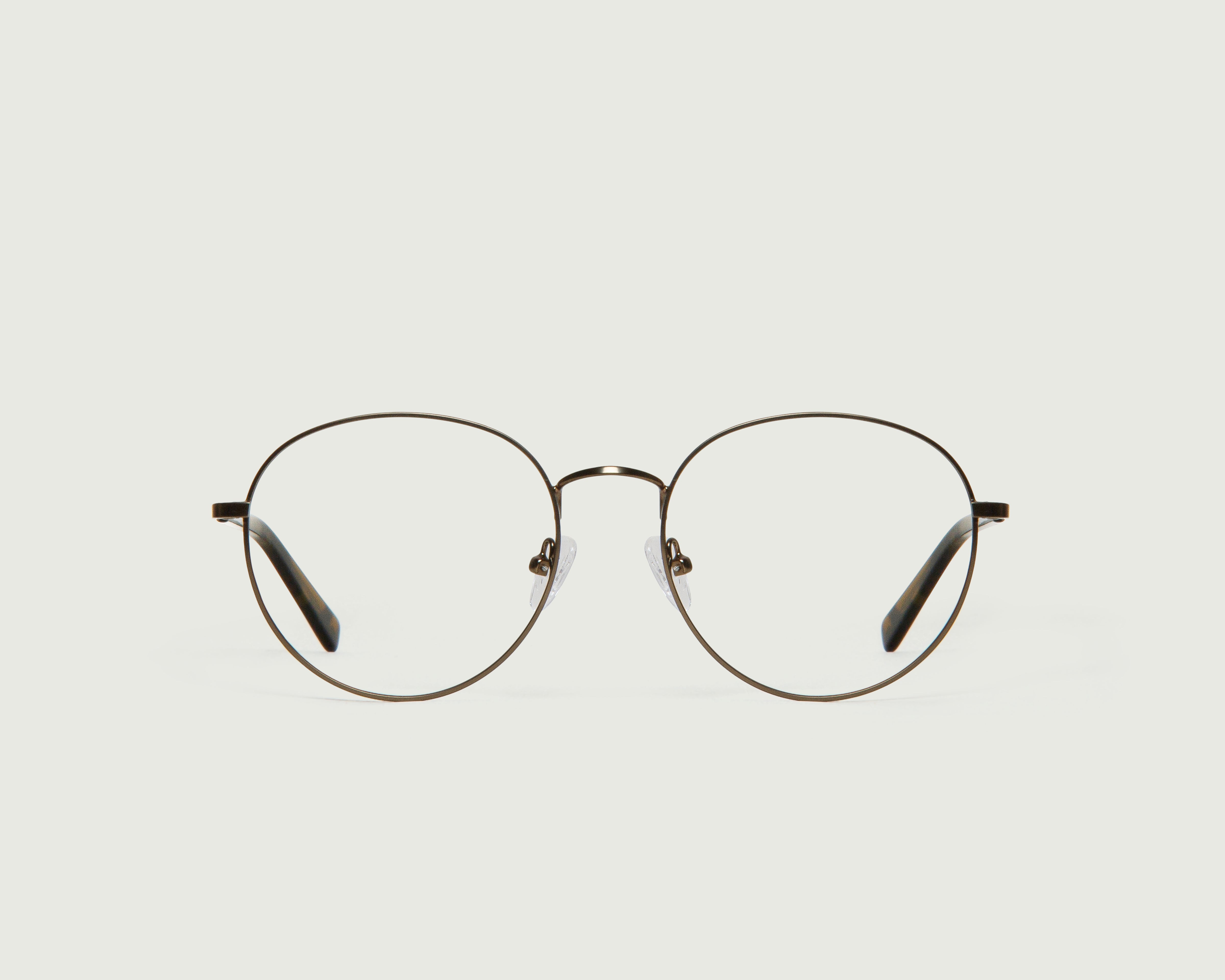 Rye::Reagan Wide Eyeglasses round brown metal front