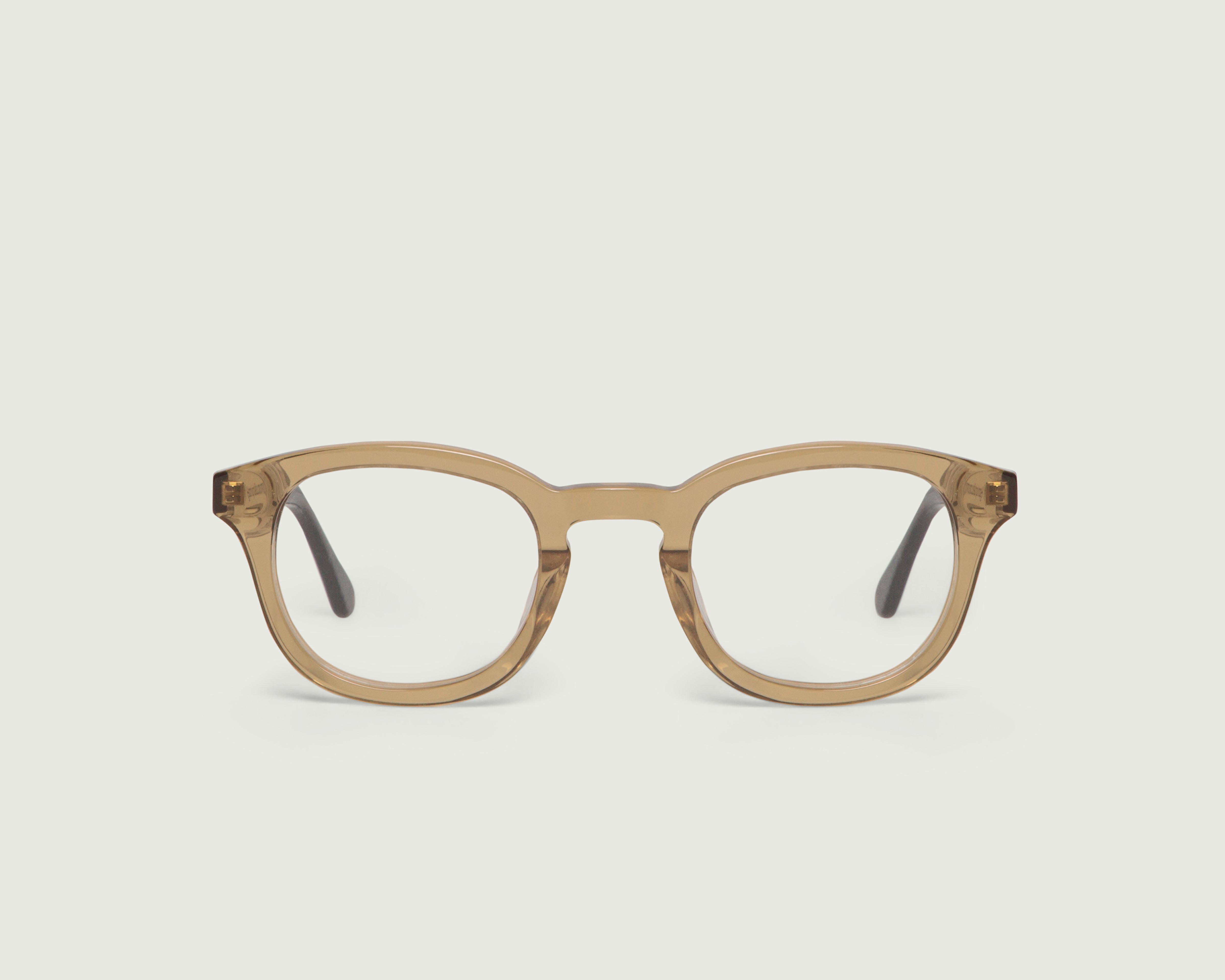Saddle Tort::Atticus Eyeglasses round brown acetate front