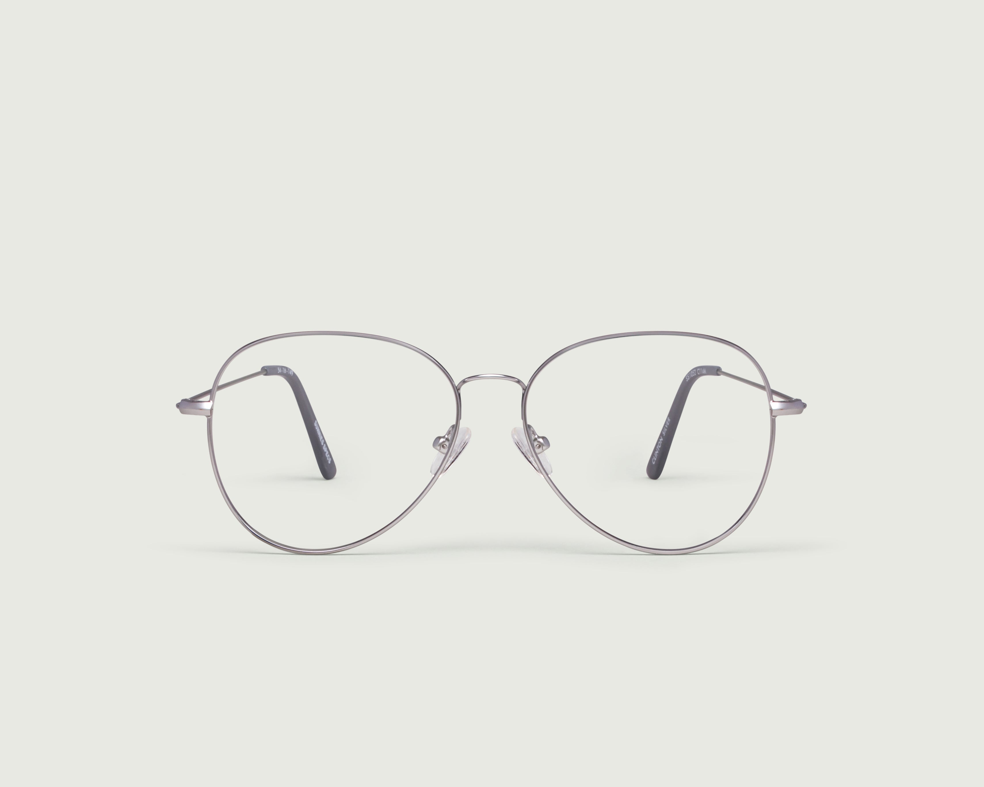 Silver::Clinton Eyeglasses pilot gray metal front (4687758426166)