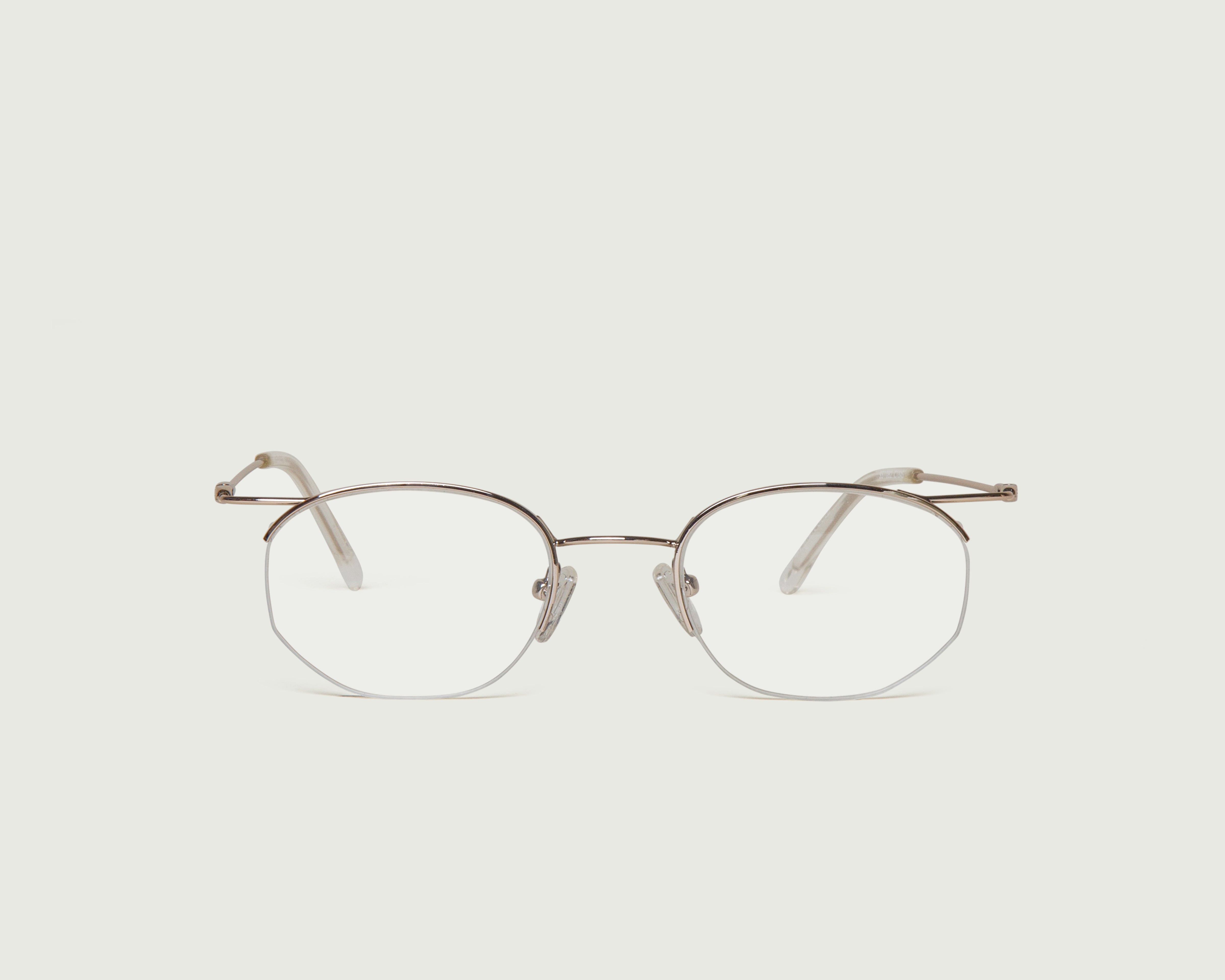 White Gold::Keaton Eyeglasses round gold metal front
