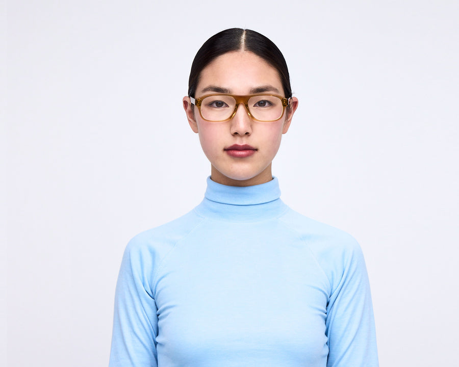 women Lark Eyeglasses rectangle yellow acetate