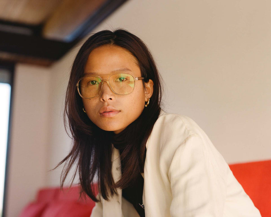 women Chiyo Anti-Radiation Glasses pilot white recycled polyester (6678053290038)