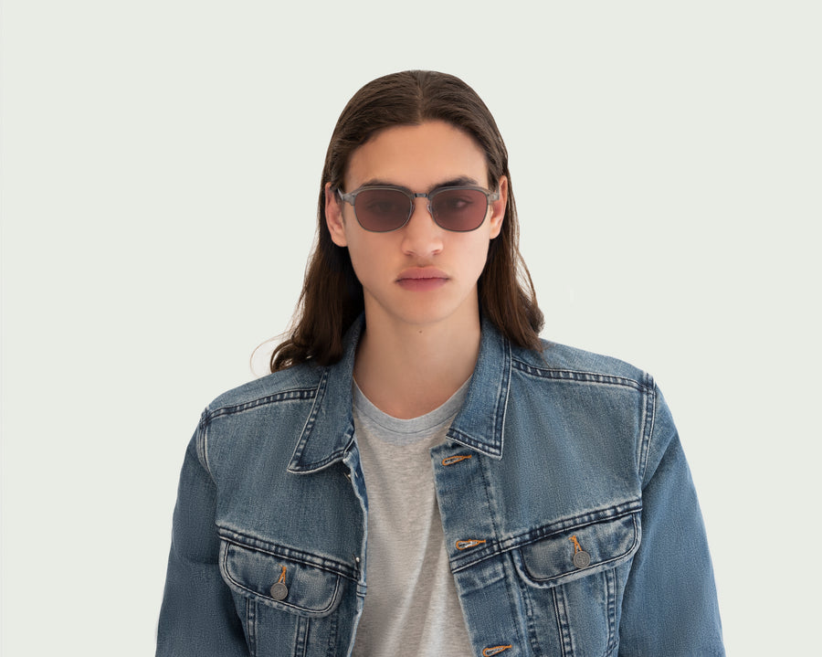 men Castro Sunglasses browline gray plastic metal (4687761768502)
