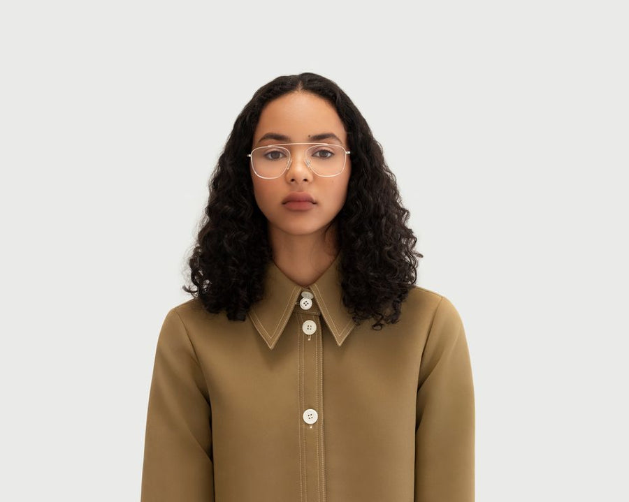 women Cliff Eyeglasses pilot gray metal (4687757934646)