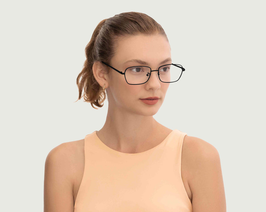women Emman Anti-Radiation Glasses rectangle black metal