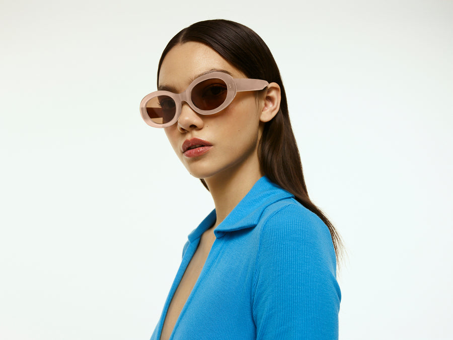 women Rio Sunglasses oval brown bioacetate