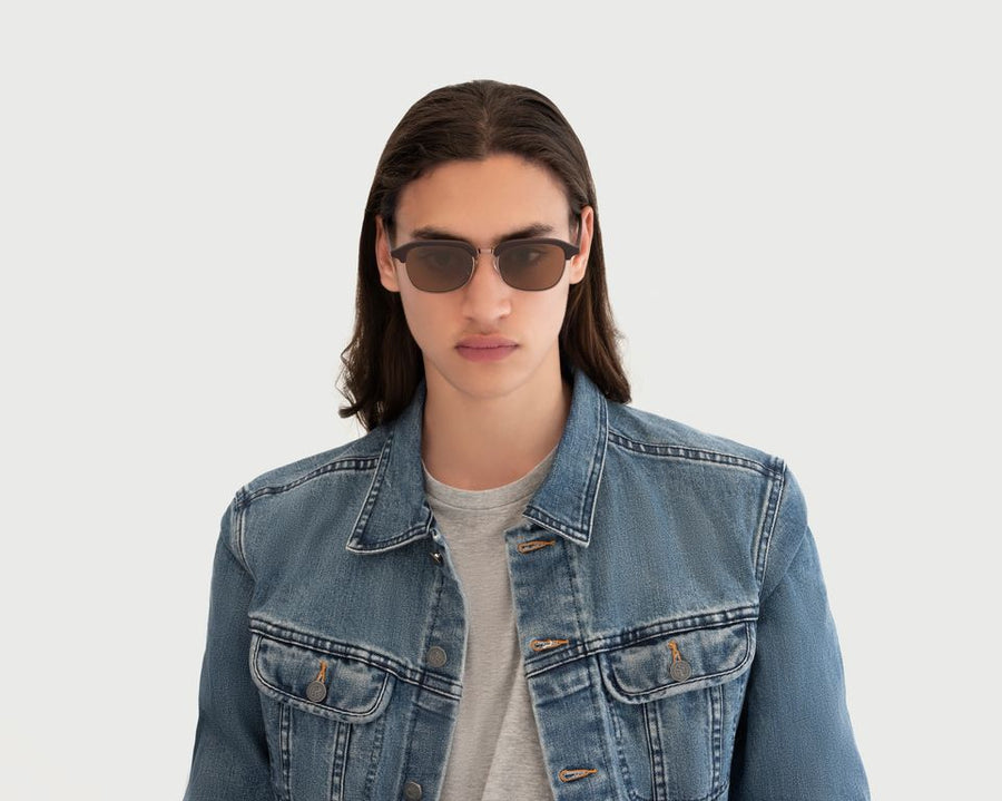 men Castro Sunglasses browline brown plastic metal (4687761768502)