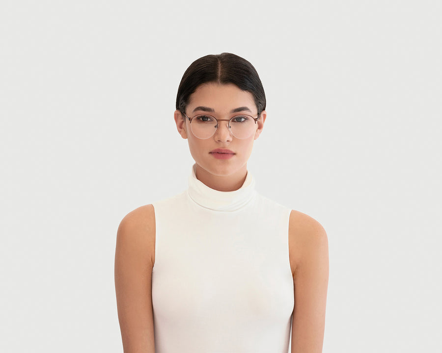 women Roche Eyeglasses round brown metal (4687758295094)