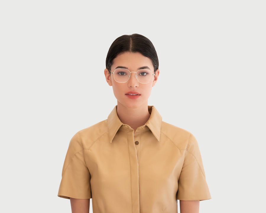 women Roosevelt Eyeglasses square gray metal (4687758360630)