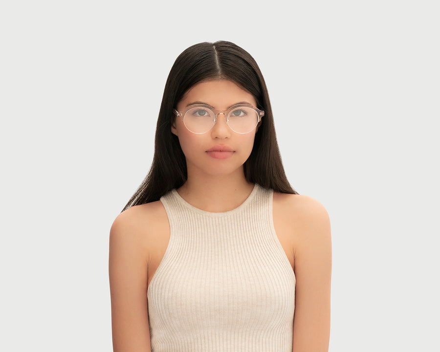 women Linus Eyeglasses round pink acetate