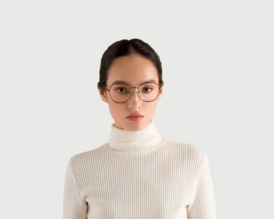 women Abbot Eyeglasses round brown metal (4687756722230)