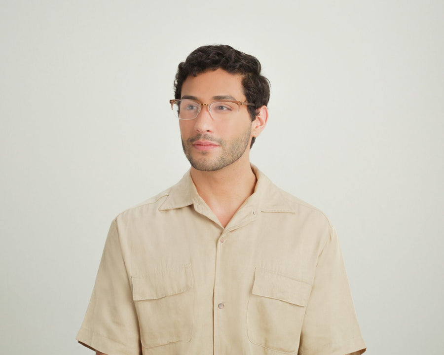 men Arthur Eyeglasses browline brown plant-based plastic