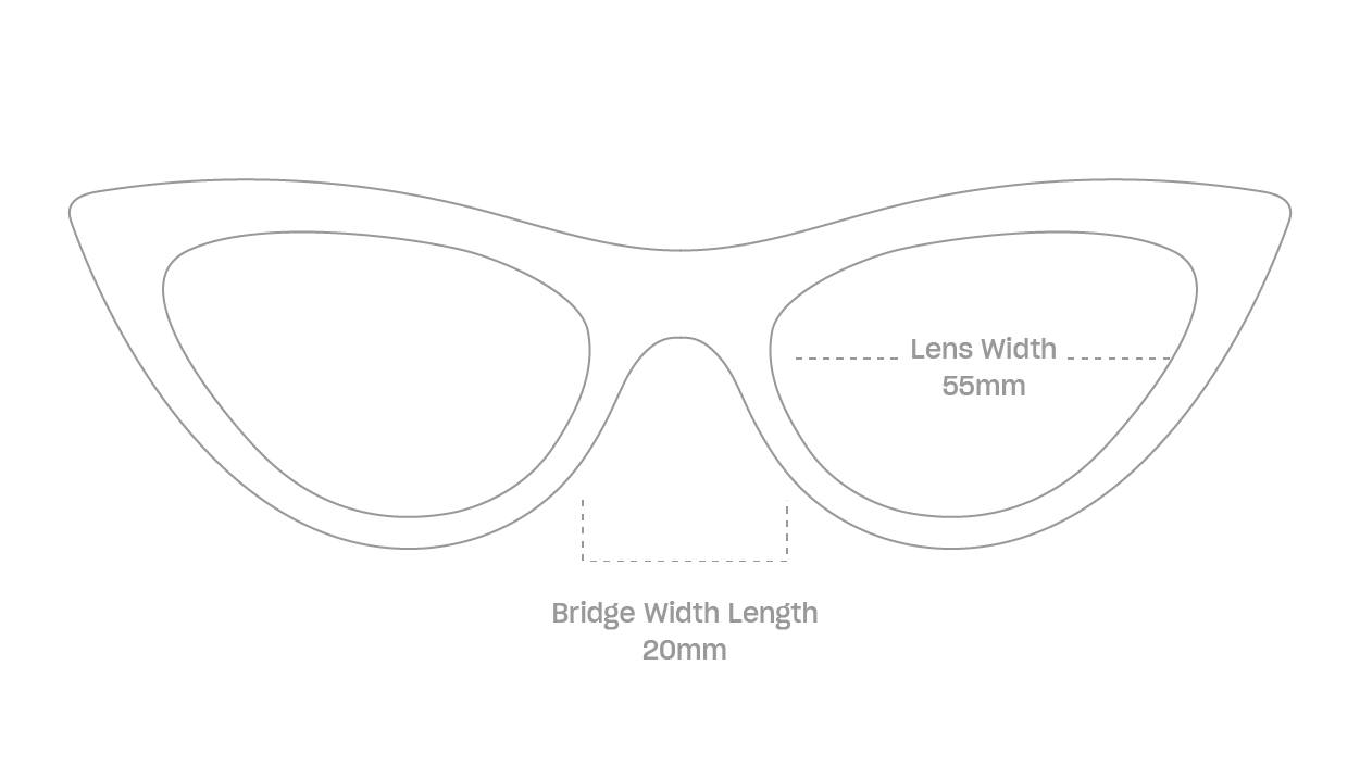 measurement::lens width Zia Sunglasses cat eye plastic (4687761735734)