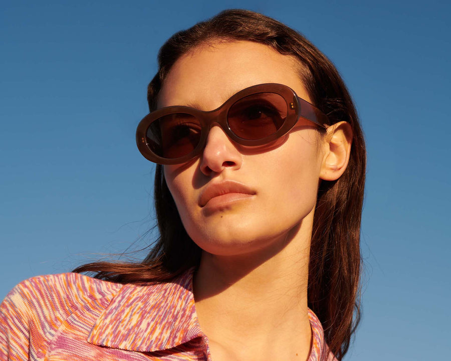 women Rio Sunglasses oval brown recycled polyester (6679147249718)